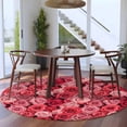 thumbnail image 4 of Valentine's Day Washable Round Area Rug 8 ft, Pink and Red Rose Flowers, Soft Non Slip Rugs Stain Repellent Indoor Felt Carpet for Living Dining Room Bedroom Home Office, 4 of 9