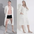thumbnail image 4 of Women Zipper Robes Full Length Nightgowns Cotton Loose Housecoat Half Sleeve Loungewear with Pockets,Round Neck Striped Long Housedress Loose Plus Size Sleepwear Pajamas Dress,S-XXL White, 4 of 7