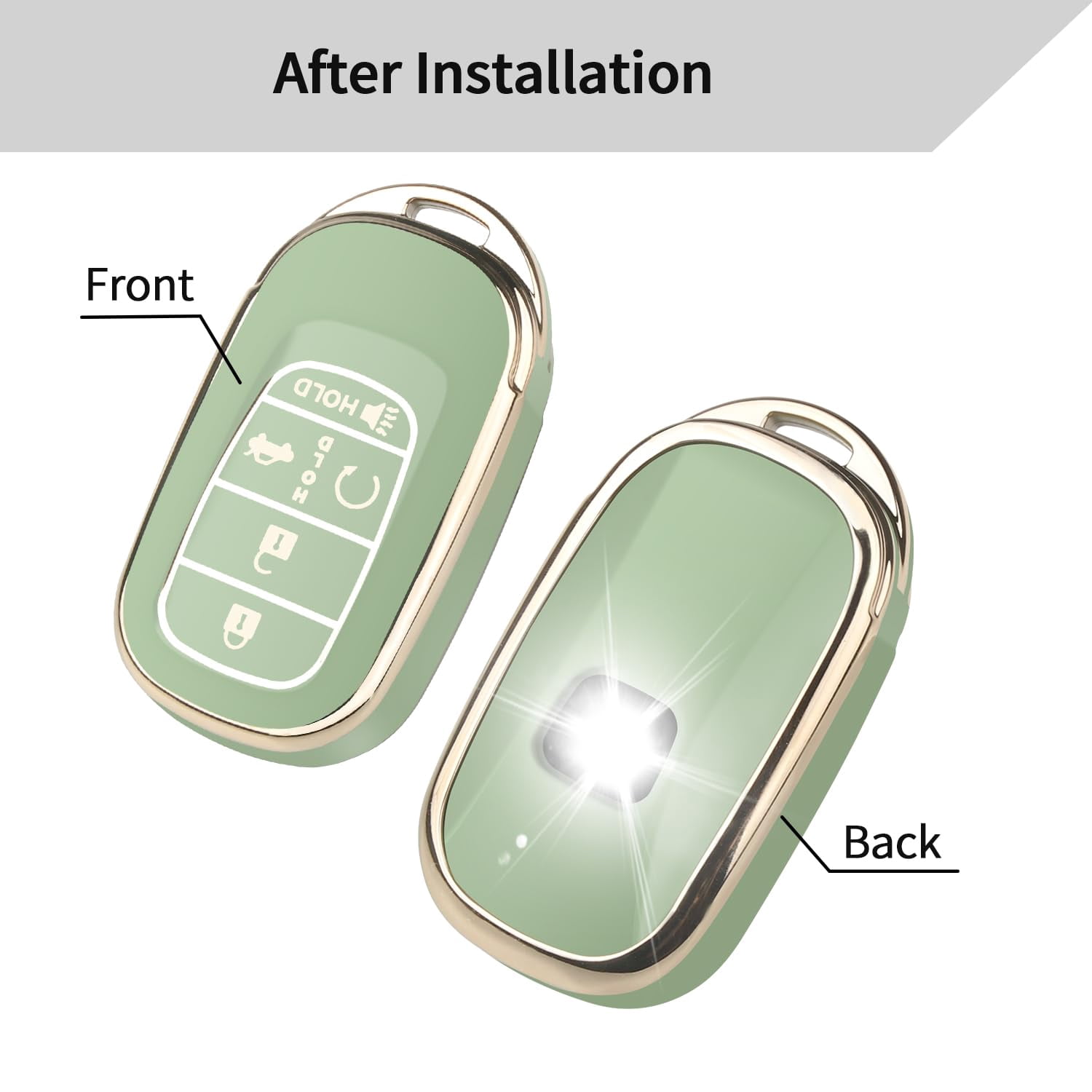 for Honda Key Fob Cover, Soft TPU Car Key Case Protector with Leather Keychain Compatible with Honda Accord Civic HR-V CR-V Pilot Odyssey Smart Remote Key Keychain