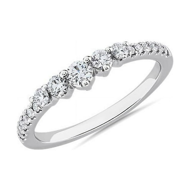 Bague d'Éternité de Fiançailles Dernier Cri en Or Blanc Massif 18K pour Femmes, 0,35 Carat, Taille Ronde Excellente, Véritable Diamond, Taille 7,5