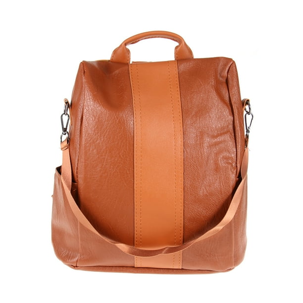 Mochila para mujer, marrón, informal, multifunción, de cuero, bolso de hombro, mochila escolar de gran capacidad con asa para mujeres y niñas.
