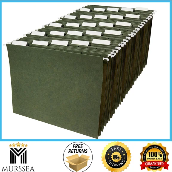 Basics Hanging Organizer File Folders Letter Size , Green , 8.5X11 In Pack Of 25