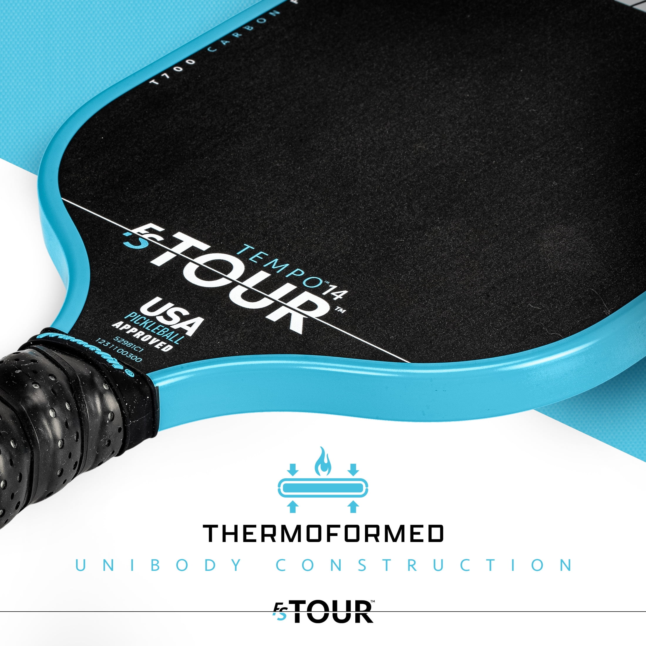 Franklin Sports Pro Pickleball Paddles - FS Tour Series Carbon Fiber Pickleball Paddles - Official USA Pickleball (USAPA) Approved Paddles - Tempo Pro Player Paddle - 14mm Polymer Core - Blue