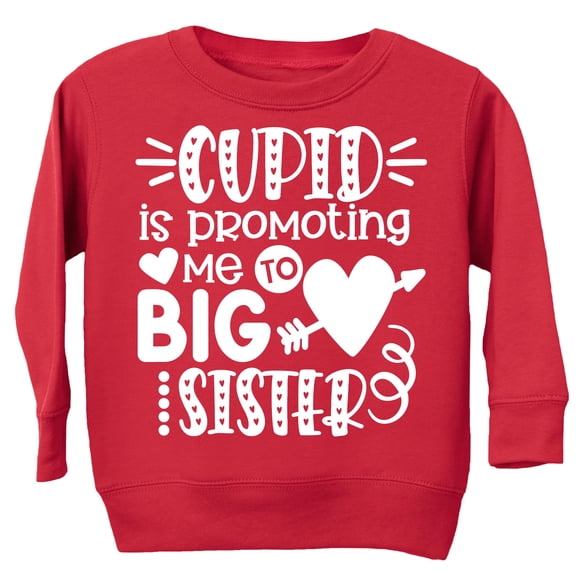 Cupid is Promoting Me to Big Sister Sweatshirt for Sibling Reveal Announcement Red Sweatshirt 5-6