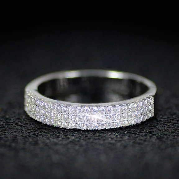 2Ct Round Cut Lab Created Diamond Eternity Wedding Band Ring 14K White Gold Plated