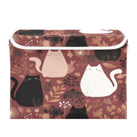 Storage Box With Lid 16.5x12.6x11.8In Foldable Stacked Household Storage Box Colorful Cats