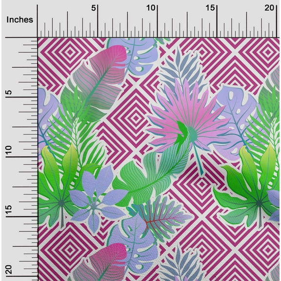 oneOone Georgette Viscose Pink Fabric Leaves Sewing Material Print Fabric By The Yard 42 Inch Wide