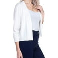 thumbnail image 2 of Cielo 1985 Women's Open Bolero Cardigan Sweater - cropped 3/4 sleeves lightweight - By The Simply Fashion white M, 2 of 6