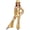 Gold, variant on Kids Girls Metallic Shiny Sequin Tassel Slit Bell Bottom Jumpsuit with Fedora Hat for Jazz Disco Dance Wear Hot Pink 8