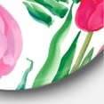 thumbnail image 3 of Designart 'Blooming Beautiful Pink Tulips Flowers On White' Traditional Circle Metal Wall Art 11x11 - Disc of 11, 3 of 5