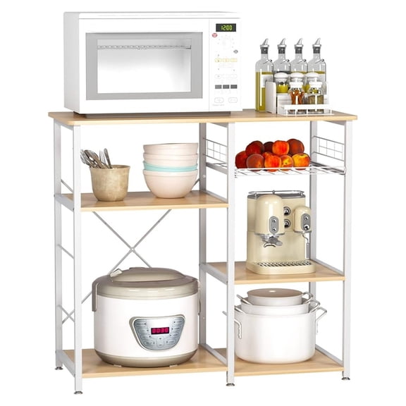 Kitchen Bakers Rack with Storage Stand for Kitchen, Kitchen Baker’s Rack, 35.4 inches Kitchen Free Standing Utility Storage Microwave Oven Stand for Baker's Rack, Maple
