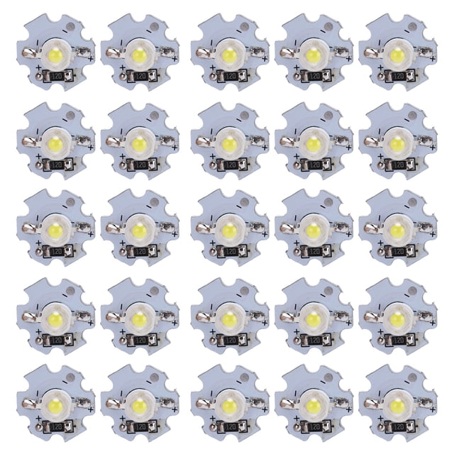 SMD LED Chip, Easy To Install 25Pcs LED Chip With Aluminum Plate For DIY Lighting Fixtures For Flashlights White Light: 6000-6500K