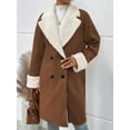 thumbnail image 5 of Abrigos de Invierno de Larga con Solapa Forrada para Mujer, Chaqueta Larga y Cálida con Doble Botonadura, Abrigo de Felpa. Marrón Oscuro S, 5 of 5