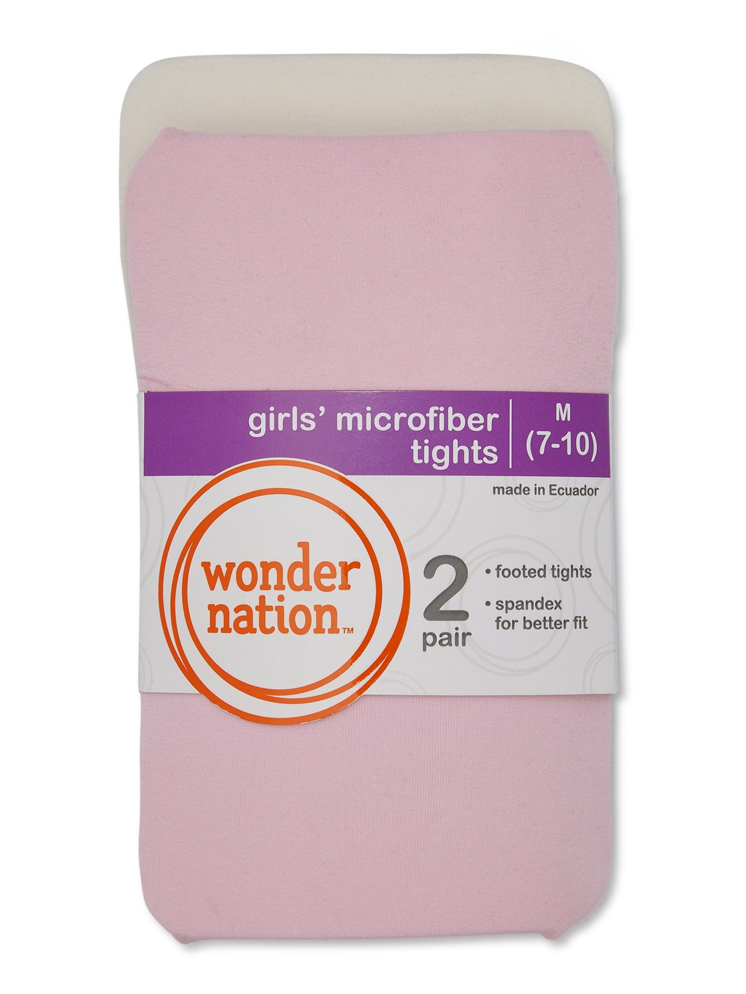 Wonder Nation Girls Solid Opaque Tights, 2 Pack, Sizes 4-16