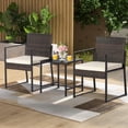 thumbnail image 3 of Patiojoy 3 Pieces Patio Furniture Set Hand-Woven PE Wicker Chairs with Tempered Glass Coffee Table & Soft Cushions Off White, 3 of 8