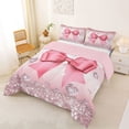 thumbnail image 2 of Manfei Teens Dreamy Ribbon Bow Knot Full Size Comforter Sets 3 Pieces,Bling Glitter Print Bedding Sets for Kids Girls,Pink Reversible,Super Cozy Room Decor, 2 of 6