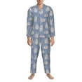 thumbnail image 3 of Naloa Cute Fat Cat Men’s Pajamas Set - Long Sleeve Button Down Sleep Shirt and Pajama Bottoms Sleepwear Set-XX-Large, 3 of 7