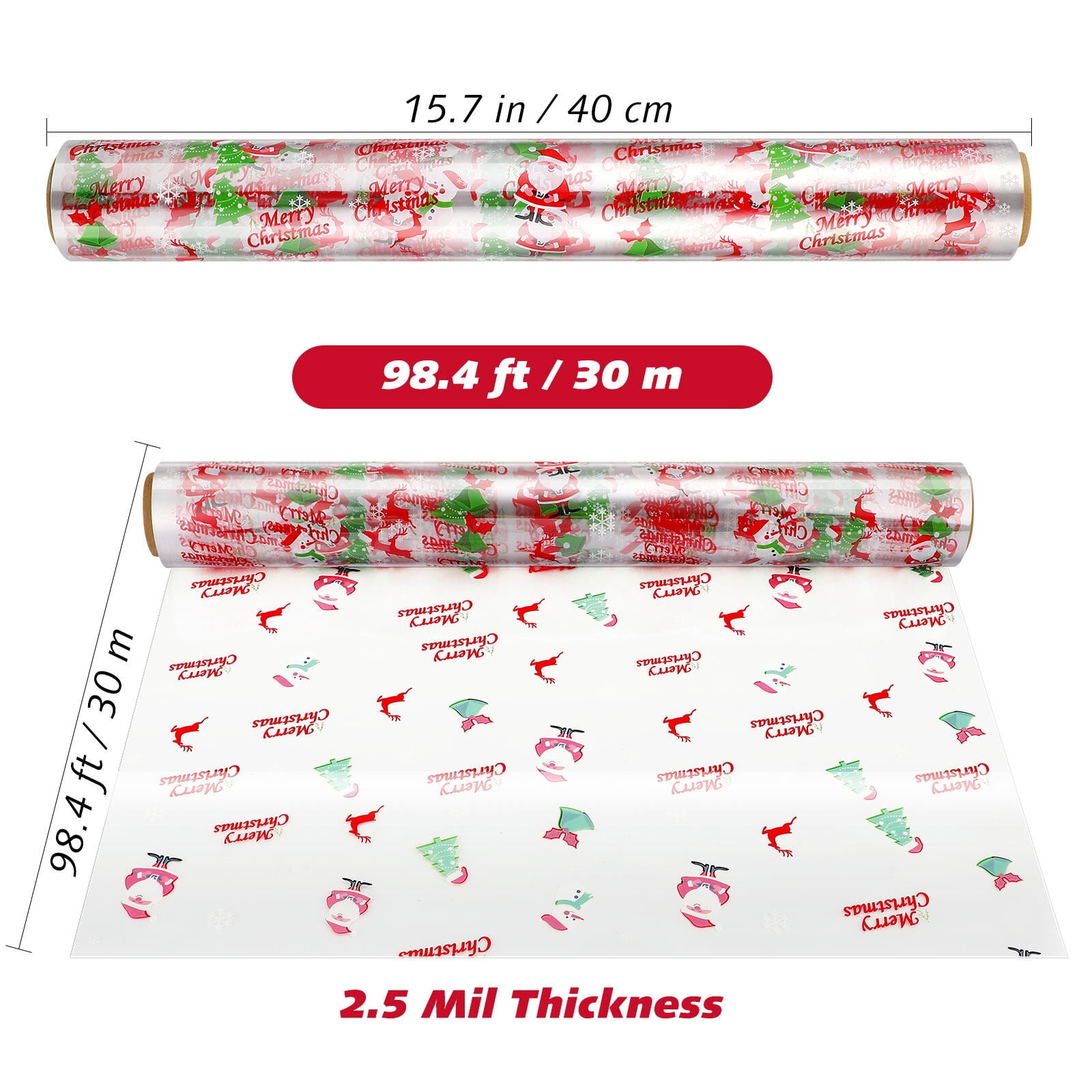 STOBOK Transparent Cellophane Paper 2.5 Mil Xmas Wrapper Packing Paper