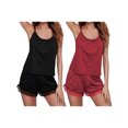 thumbnail image 6 of Biekopu Women 2 Piece Pajamas Set Mesh Ruffle Trim Camisole and Elastic Shorts Soft Sleepwear, 6 of 6