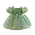 thumbnail image 5 of FYDUU Baby Girl Clothes Toddler Girls Tulle Princess Dresses Puff Sleeve Floral Embroidered Birthday Party Gown Flower Girl Dresses 12-18 Months, 5 of 6