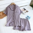thumbnail image 1 of MKLEKYY Conjunto De Pijama Corto De Crepé Para Mujer, De Verano, Fino, Suave, Con Solapa Y Manga Corta, Ideal Para El Hogar, 1 of 3