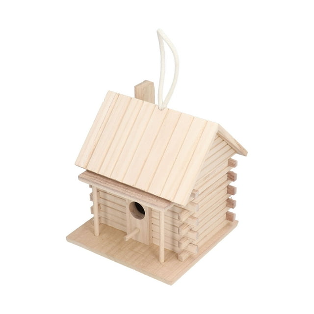 Log Cabin Birdhouse, Wood Bird House Durable Safe Hiding Place Natural For Interior House Decor For Outdoor Decor For Bird