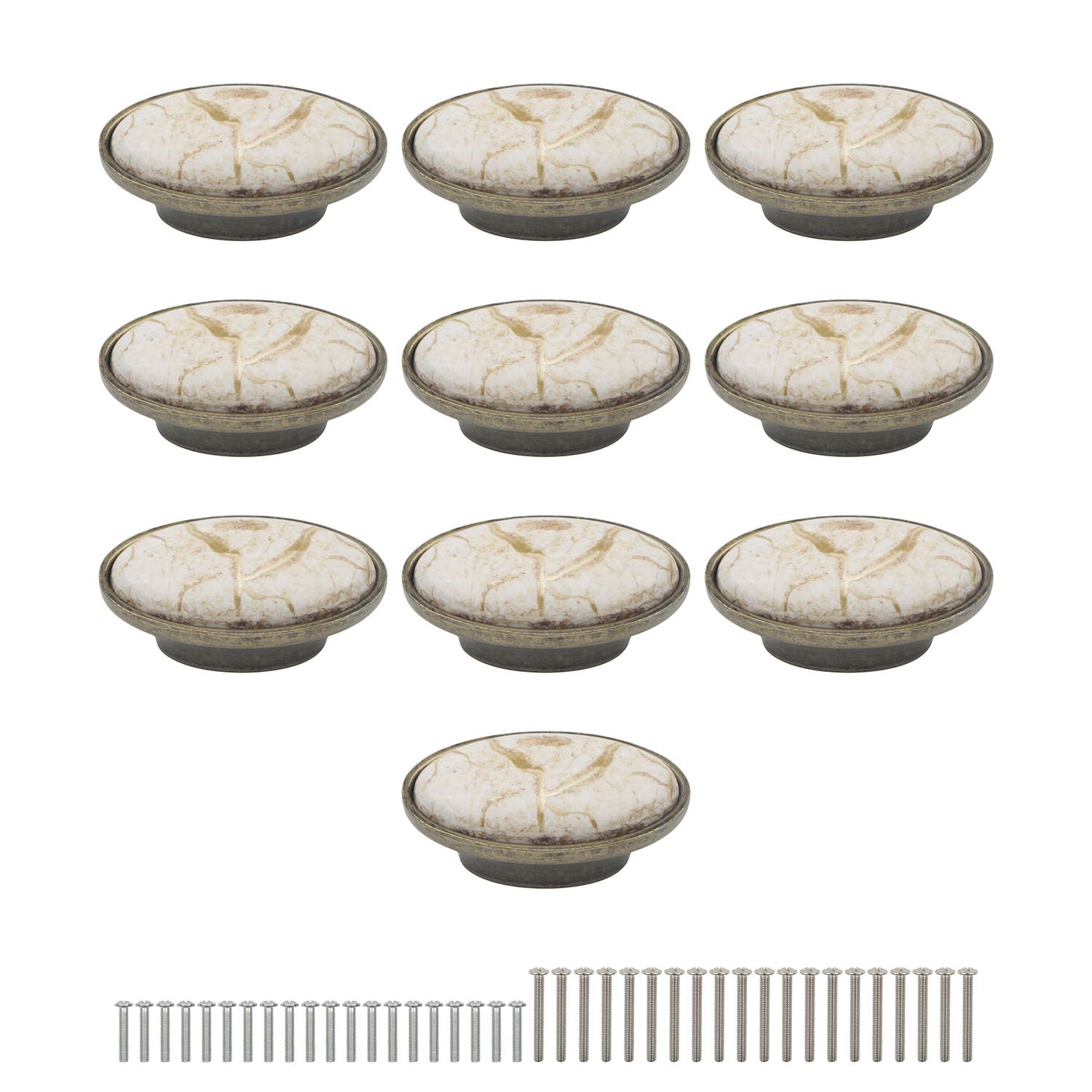 Set of 10 Marbling Ceramic Handle Antique Cabinet Door Ellipse Handle knob European Style Furniture Handle 16mm Hole Centers