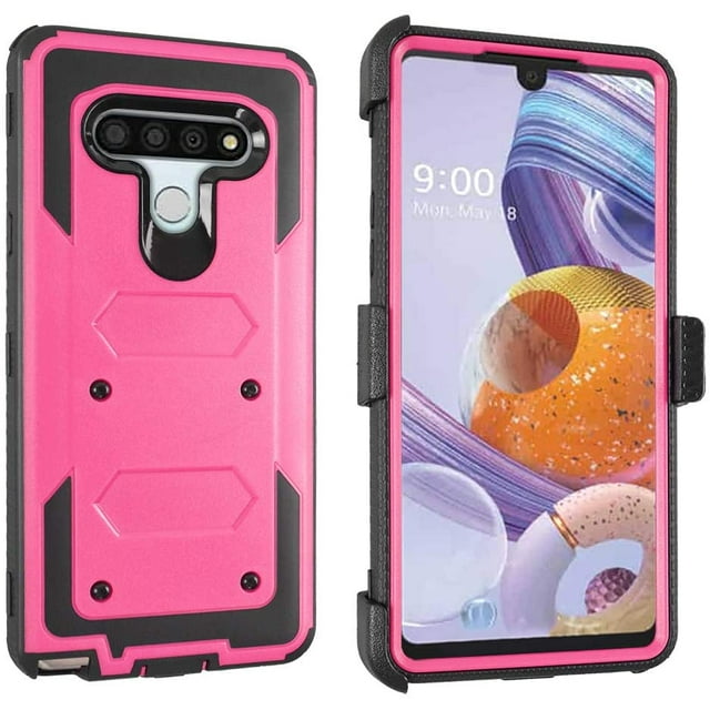 Mignova for LG Stylo 6 Case, Kickstand Case Heavy Duty Shockproof Armor Dual Layer Full Body Protection Case Cover with Swivel Belt Clip Built-in Screen Protector for LG Stylo 6 6.8inch(Pink)