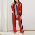 thumbnail image 3 of Kll Mexican Serape Blanket Stripes Print Women'S Long Sleeve Pajamas With Pants Sleepwear Loungewear 2 Set-Medium, 3 of 9