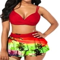 thumbnail image 2 of MesaSe Women 2Pcs Swimsuit Set  Solid Color Wrap Bikini Tops + Ruffle Skirt Bottom Set Beach Swimwear, 2 of 5