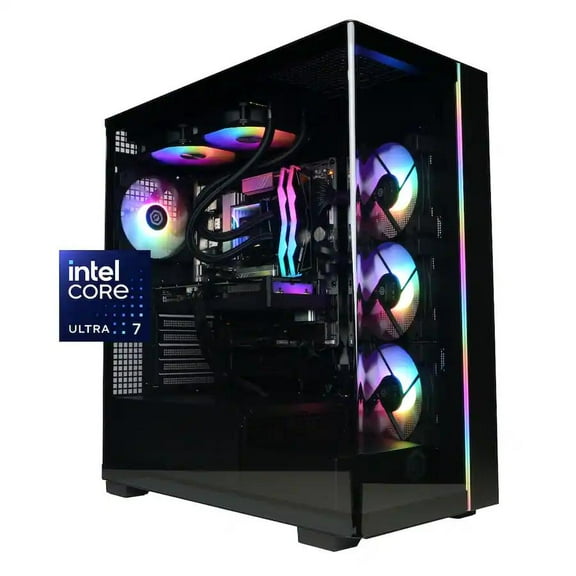 CyberPowerPC - Gaming Desktop - Intel Core Ultra 7 265F - NVIDIA GeForce RTX 5060 Ti 16GB - 32GB DDR5 RGB - 2TB PCIe 4 SSD - Black