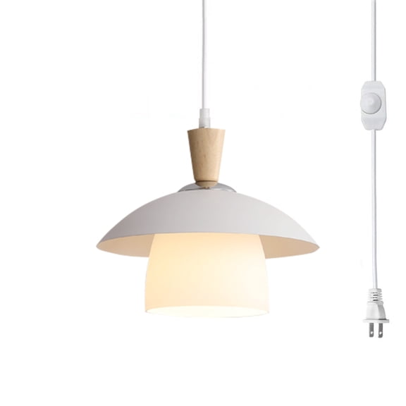 Kiven Plug in Pendant Light,Modern Hanging Light with Glass Lampshade, Dimmable Ceiling Pendant Light, E26 Base