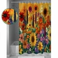 thumbnail image 3 of 60x72 Inch Shower Curtains for Bathroom Colorful Flowers Fabric Bath Curtain Decor Farmhouse Sunflower Daisy Waterproof Restroom Curtains Shower Set Accessories with 12 Hooks 60 Inch, 3 of 6
