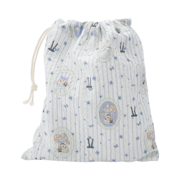 Unique Bargains 1 Pc Small Badge Drawstring Makeup Bag for Travel Blue Polyester