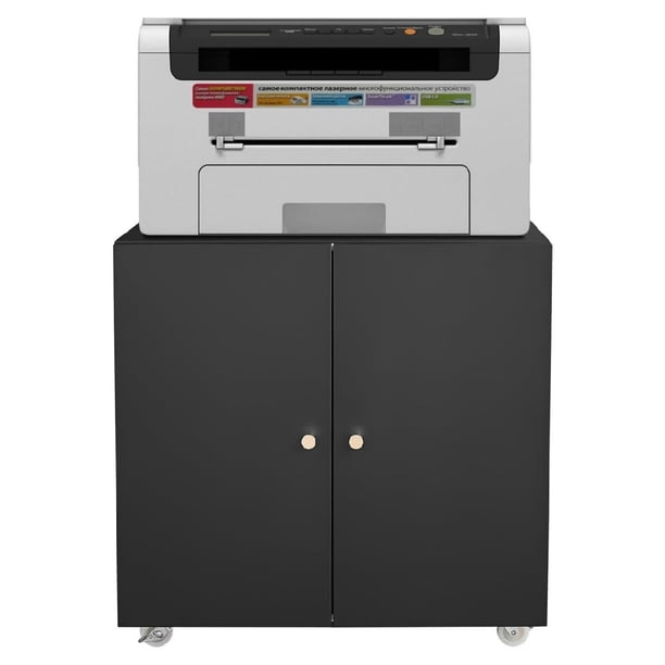 Mobile printer stand con almacenamiento: negra 236 metal gabinete on wheels, file estante para oficina en casa & 3d printers