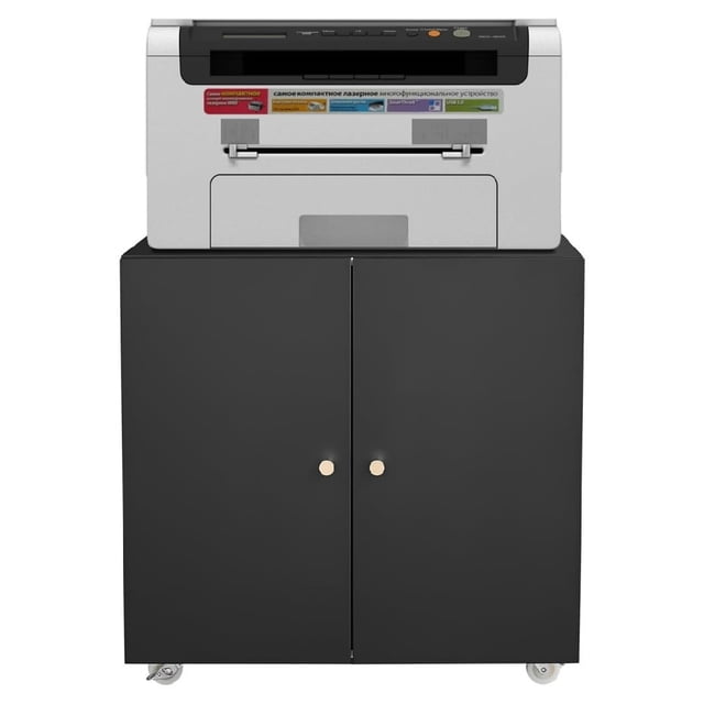 Ourlova Black 236 Printer Stand with Storage Mobile Printer Cabinet for Home Office Metal Table for Printers with Storage Shelf File Cabinets on Wheels 3D Printers Table
