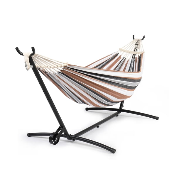 550 LBS Capacity Double Hammock with Stand Included with Portable Carrying Bag, Heavy Duty 2-Person Hammock for Outdoors & Indoors - Desert Stripe, Series TDCTZ1 - Desert Stripe