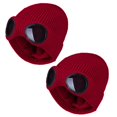 thumbnail image 4 of Sillenn Unisex Goggle Knitted Beanie with Goggles Windproof Warm Winter Skull Cap 2 Pack Soft Thermal Fleece Lined Ski Cap Soft Warm Stretchy Headwear Rib Knit Mask Cold Weather Face Covering Beanie, 4 of 5