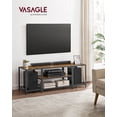 thumbnail image 1 of VASAGLE - Soporte de TV moderno para televisores de hasta 65”, centro de entretenimiento de 3 niveles, consola de TV industrial con estantes abiertos, para el hogar, marrón rústico y negro,, 1 of 5