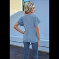 thumbnail image 2 of Camiseta Holgada Informal de Color Liso con Cuello en V para Mujer, Corta, Azul, Talla XL, 2 of 10