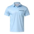 thumbnail image 3 of Mens Polo Shirts Summer Breathable Solid Color Pocket Lapel Shirts Casual Slim Fit Basic Short Sleeve Shirts, 3 of 5