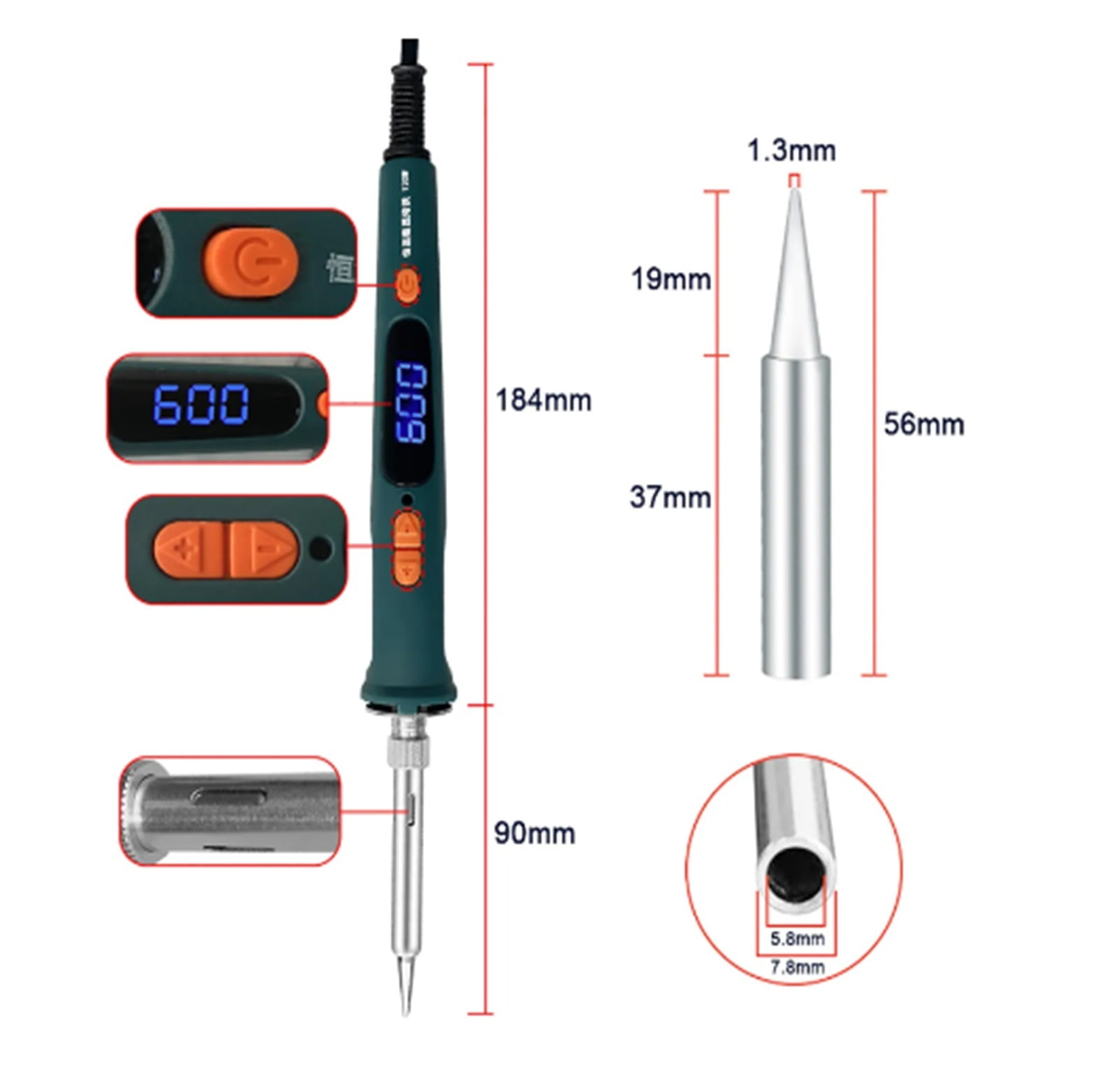 Electric Soldering Iron LCD Welding Tool, Adjustable Temperature Ceramic Heater, Soldering Iron Head Desoldering Pump Set ,Wide Applications