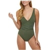 Profile by Gottex OLIVE Standard Tailor Made Surplice One Piece Swimsuit, US 42