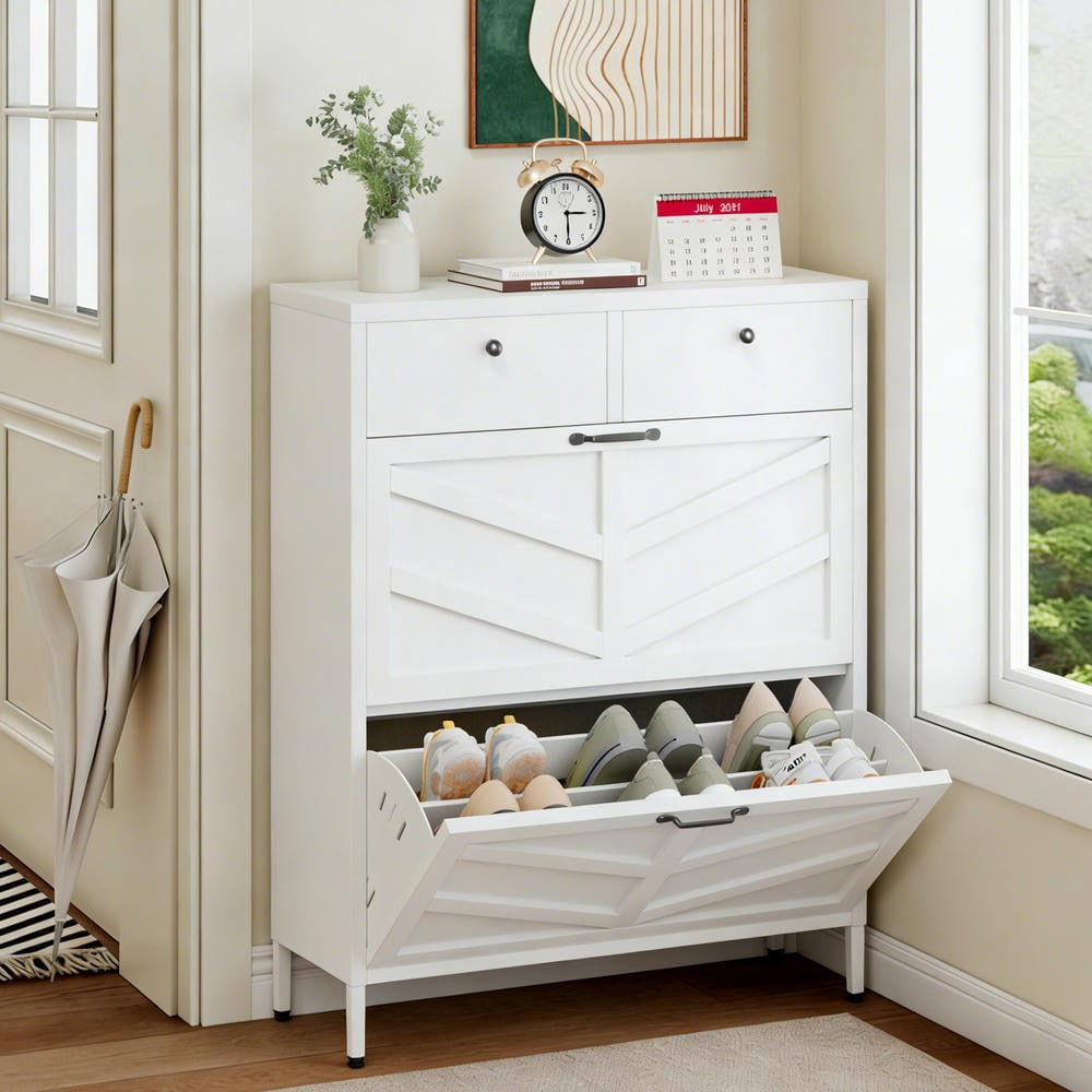 Novogratz Cache 2 Door Locker Style Metal Shoe Storage Cabinet