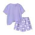 thumbnail image 6 of NAISIBABY Girls Floral Outfit Sets, Graphic Short Sleeve T-Shirt and Elastic Waist Shorts Kids Summer Fashion Clothes Purple Size 3, 6 of 6