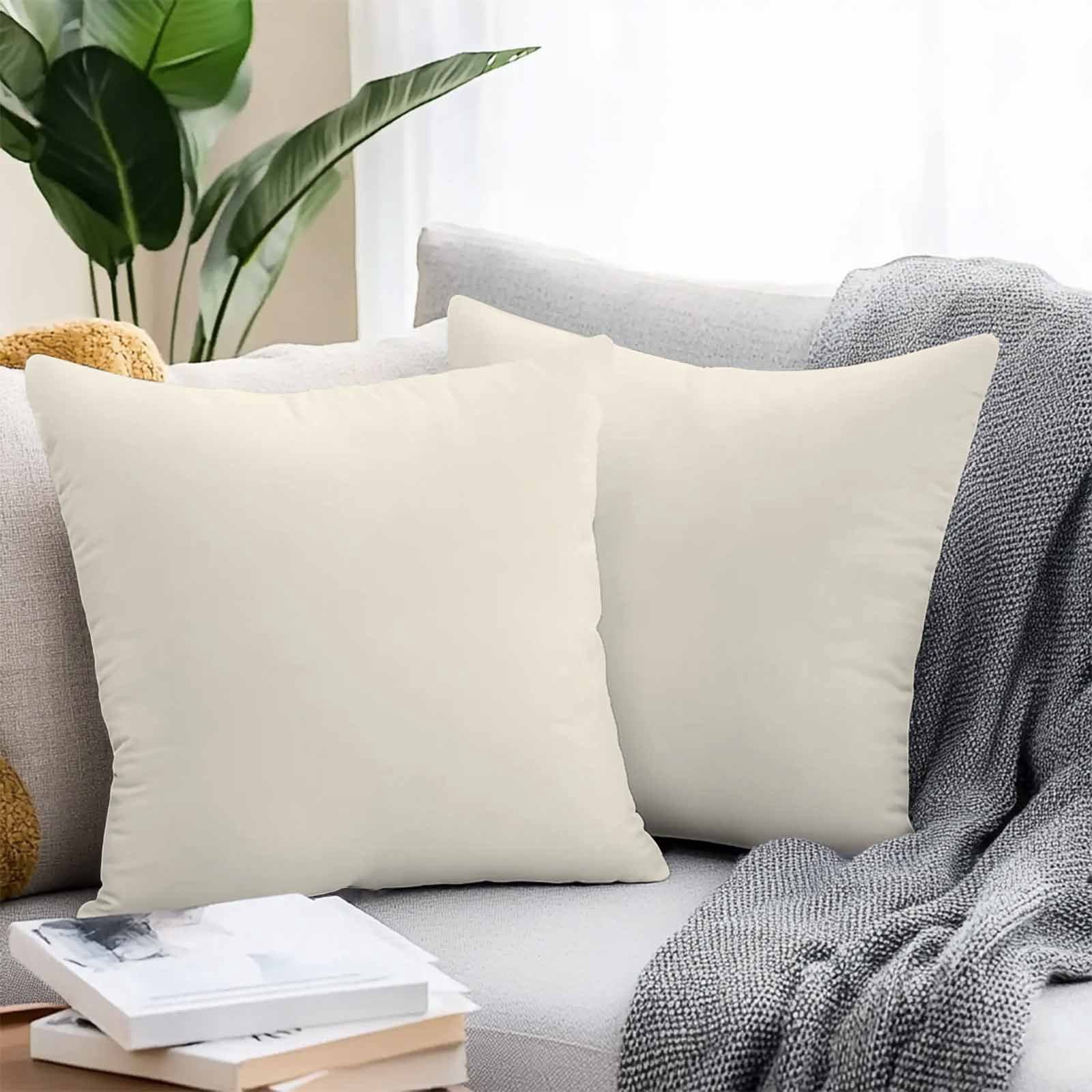 Cream Throw Pillow Covers 20x20 Inch Set of 2, Farmhouse Solid Beige Color Modern Art Waterproof Outdoor Pillow Covers, Decorative Cushion Pillowcases for Couch, Sofa, Bed, Garden, Patio