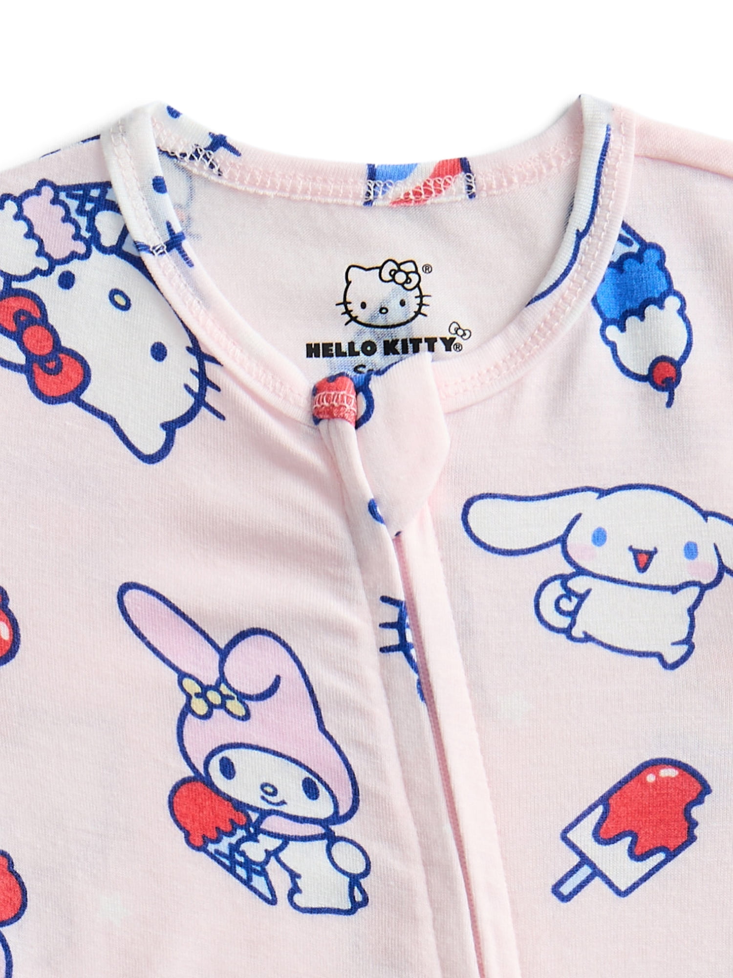 Hello Kitty Baby Girls Cozy and Comfortable Patriotic Americana Shortie Romper, Sizes NB-24M