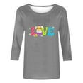 thumbnail image 4 of Xihbxyly Hauts Décontractés pour Femmes T-shirt Imprimé Col Rond de Pâques Manches 3/4 Col Rond Chandail Tendance à Petit Prix, 4 of 5