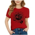 thumbnail image 2 of SGFCWSX Girls Short Sleeve T-Shirt, Kids Graphic Crewneck Regular Fit Summer Tees Casual Everyday Tops Red Size 10-11 Years, 2 of 4