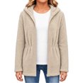 thumbnail image 2 of OGLCCG Girls Fleece Jacket with Hood Full Zip Fuzzy Sherpa Coat Long Sleeve Fall Winter Outwear with Pockets,Drawstring Waist(Beige,14-15 Years), 2 of 8